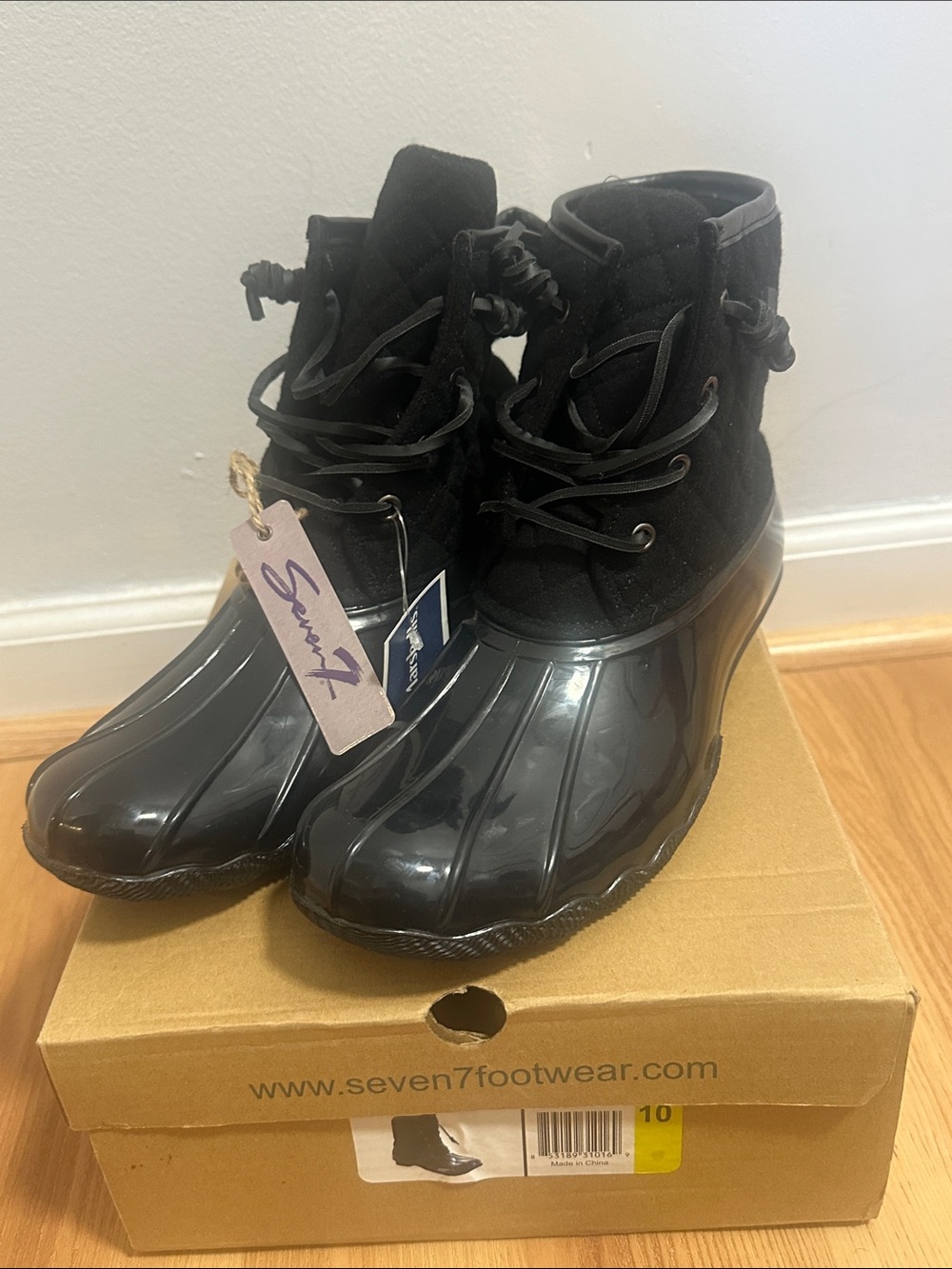 Seven7 Black Women's Waterproof Duck Boots